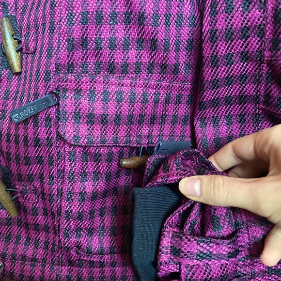 ROXY Pink pattern Snow Jacket with Fur Hood Lining Size Medium - Picture 8 of 9